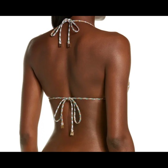 NWOT Tory Burch Basket Weave Print String Bikini Top - Picture 7 of 15